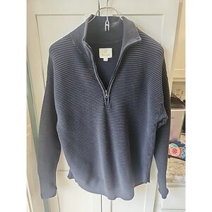 OFFLINE by‎ Aerie Womens Black Ribbed Knit Half Zip Pullover Sweater Sz S